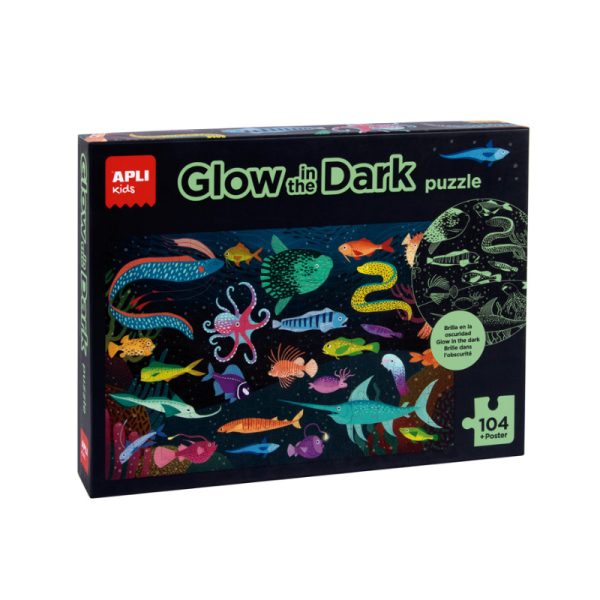 Puzzle Apli Kids Glow In The Dark Oceano Com 104 Peças | Livraria - Papelaria - Informática