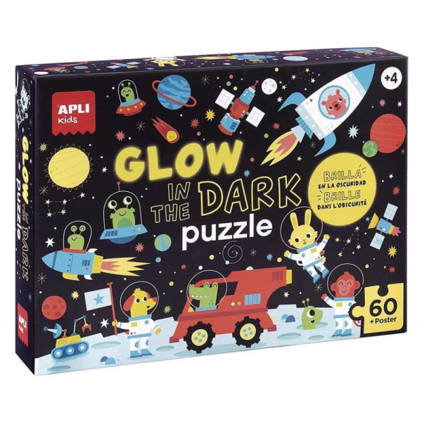 Puzzle Apli Kids Glow In The Dark Espaço Com 60 Peças | Livraria - Papelaria - Informática
