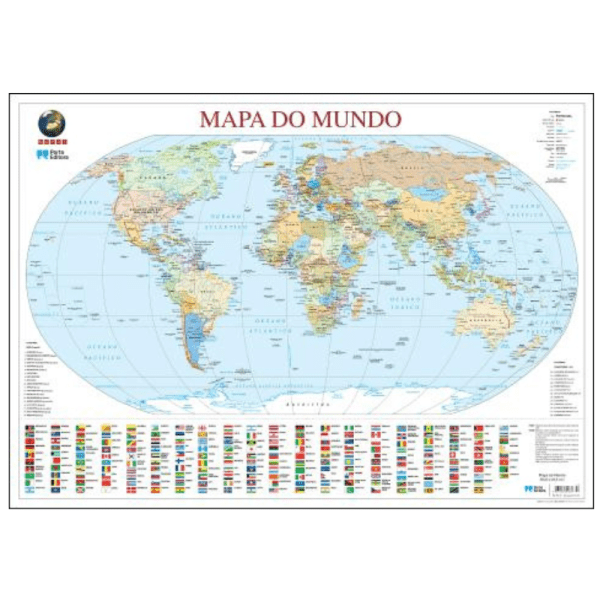 Mapa do Mundo (55,5 x 39,5 cm) - Plastificado de Parede | Livraria - Papelaria - Informática