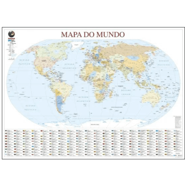 Mapa do Mundo (111,5 x 80,5 cm) - Folha Plastificada | Livraria - Papelaria - Informática