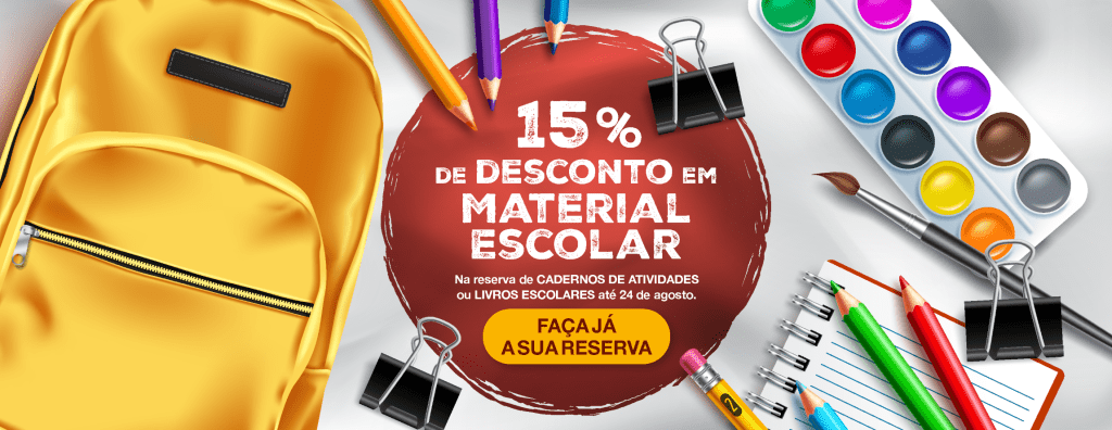 15% Desconto Material Escolar